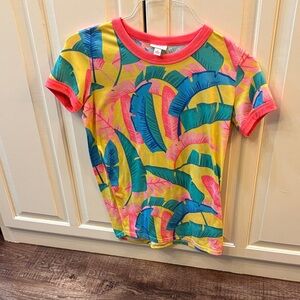 LuLaRoe women’s  Tropical Tee with Pink and Blue Accents